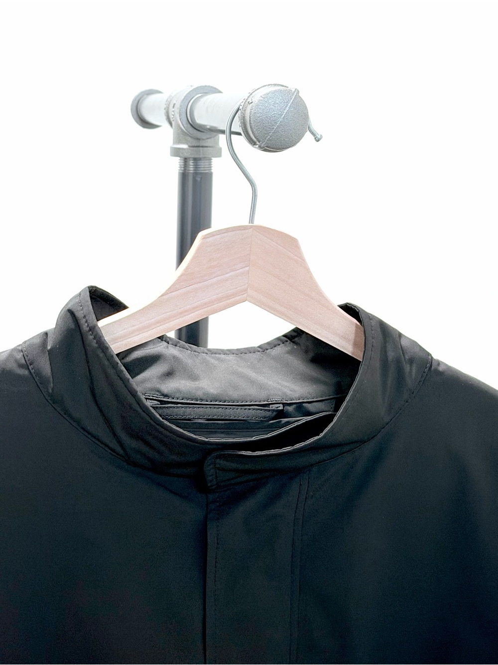 Black Stand-Collar Trench Coat